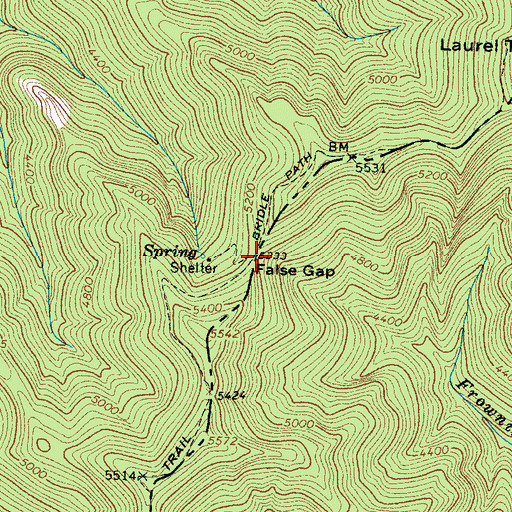 Topographic Map of False Gap, NC