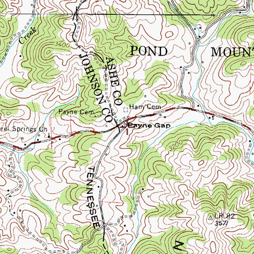 Topographic Map of Payne Gap, NC