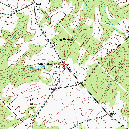 Topographic Map of Allen Memorial Church, NC