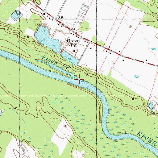 Topographic Map of Bryan Creek, NC