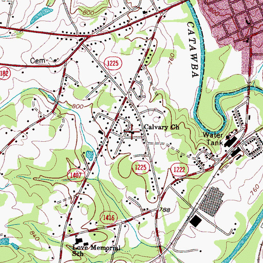 Topographic Map of Calvary Church, NC