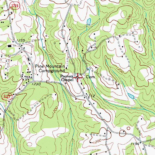 Topographic Map of Poovey Chapel, NC