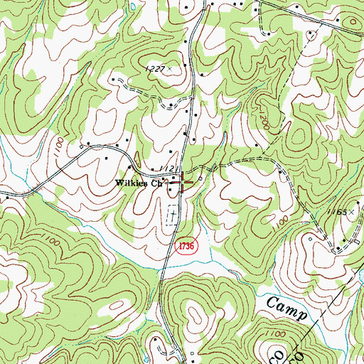 Topographic Map of Wilkies Church, NC