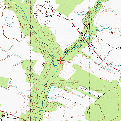 Topographic Map of Stoney Run, NC