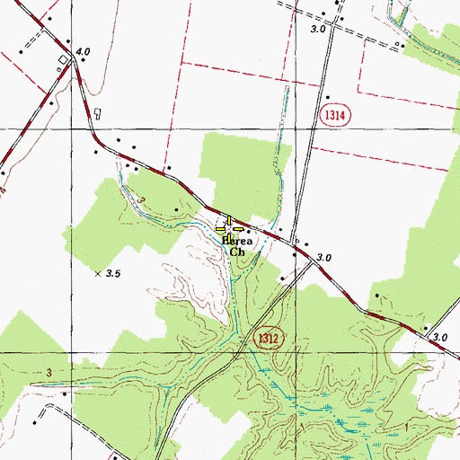 Topographic Map of Berea Church, NC