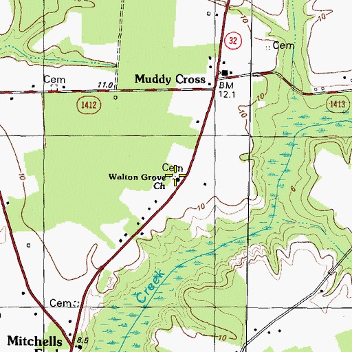 Topographic Map of Walton Grove Church, NC