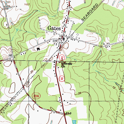 Topographic Map of Kittrells Church, NC