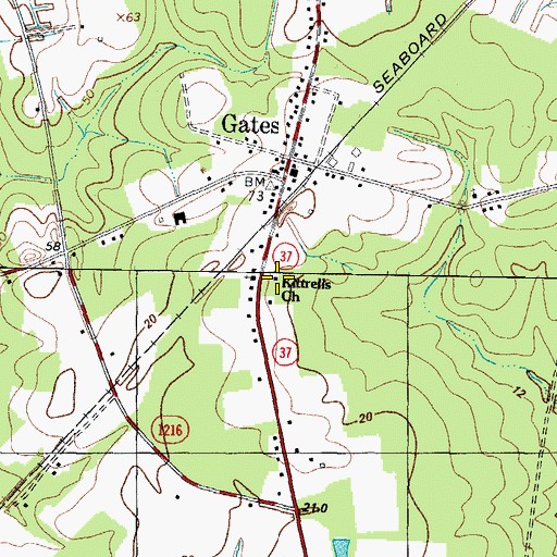 Topographic Map of Kittrells Church, NC