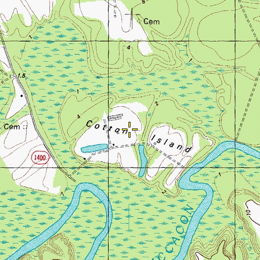 Topographic Map of Cotton Island, NC