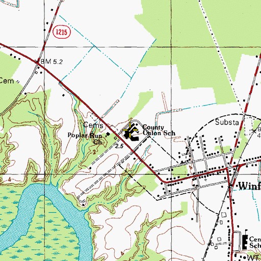 Topographic Map of County Union School, NC