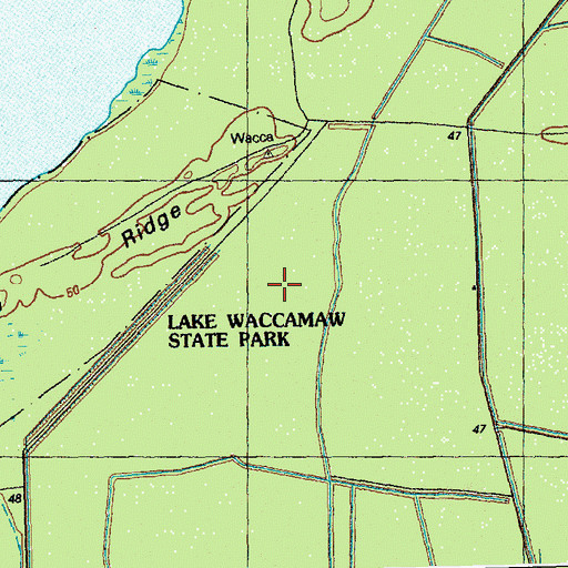 Topographic Map of Lake Waccamaw State Park, NC