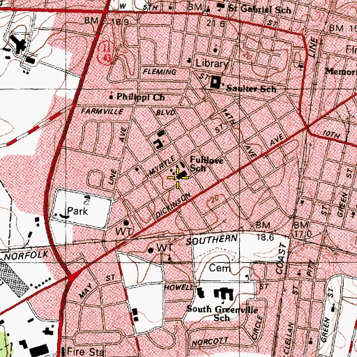 Topographic Map of Fulilove School, NC