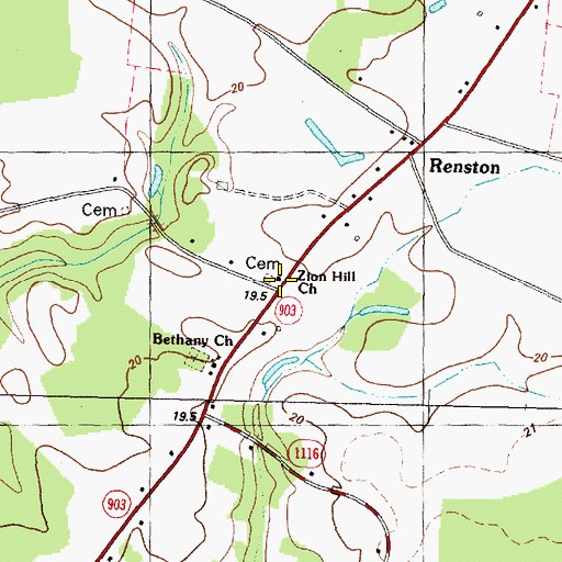 Topographic Map of Zion Hill Church, NC
