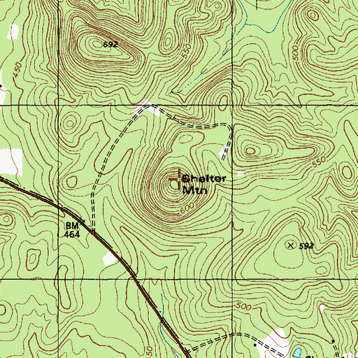 Topographic Map of Shelter Mountain, NC
