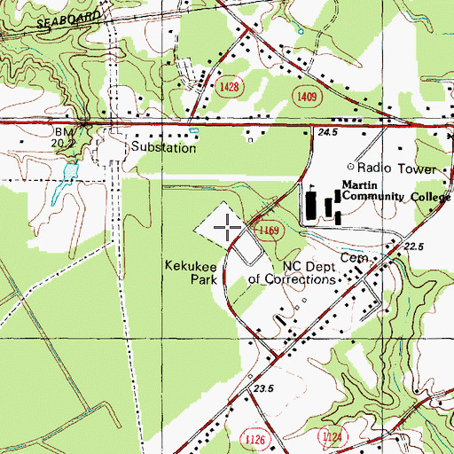 Topographic Map of Kekukee Park, NC