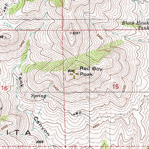 Topographic Map of Red Boy Peak, AZ