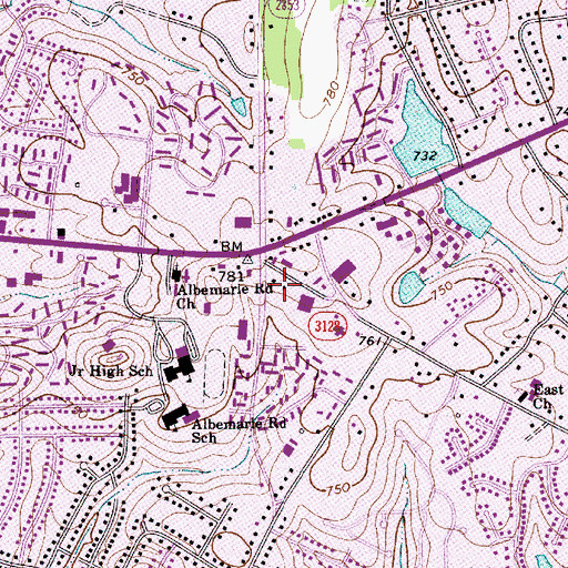 Topographic Map of Delta Village Shopping Center, NC