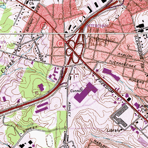 Topographic Map of Freedom Mall, NC