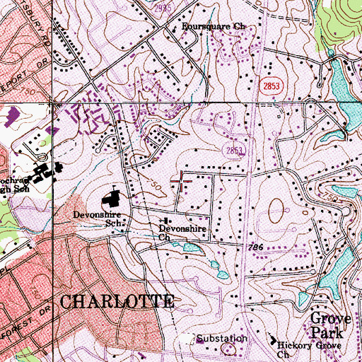 Topographic Map of Hope Park, NC