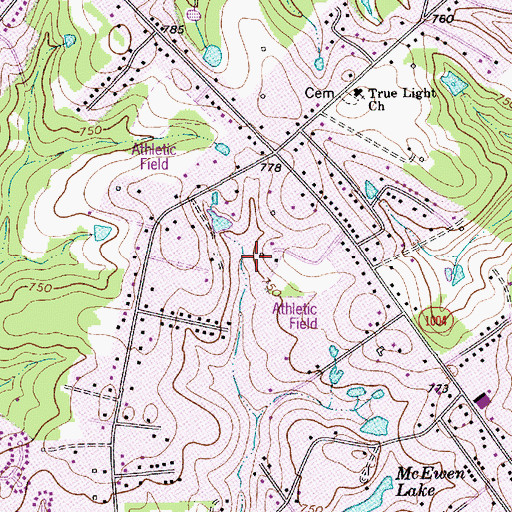 Topographic Map of Mint Hill Municipal Park, NC