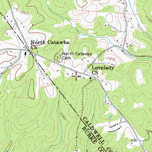 Topographic Map of Lovelady (historical), NC