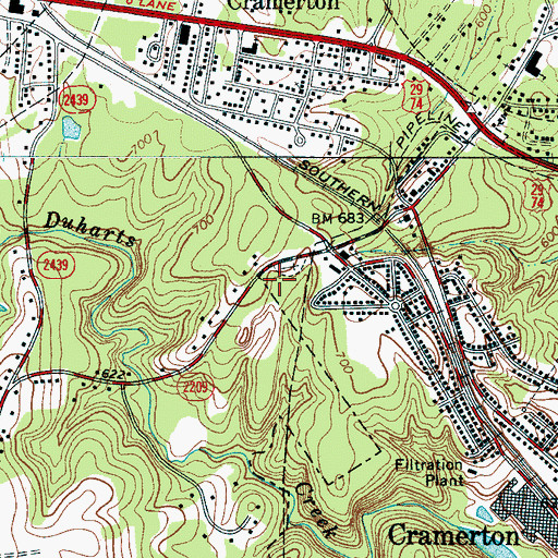 Topographic Map of Cramerton Christian Academy, NC