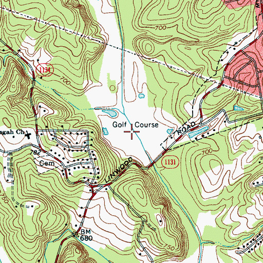 Topographic Map of Gastonia National Golf Course, NC