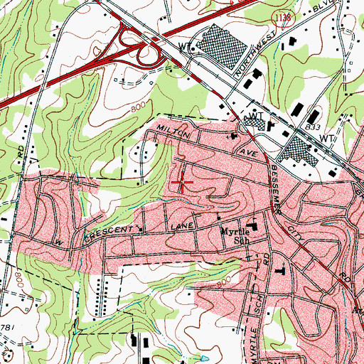 Topographic Map of Nichols Shopping Center, NC