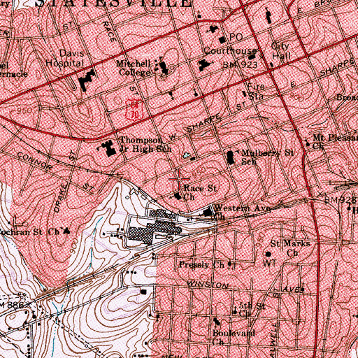 Topographic Map of Grace Park, NC