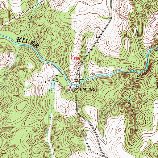 Topographic Map of Snow Creek (historical), NC