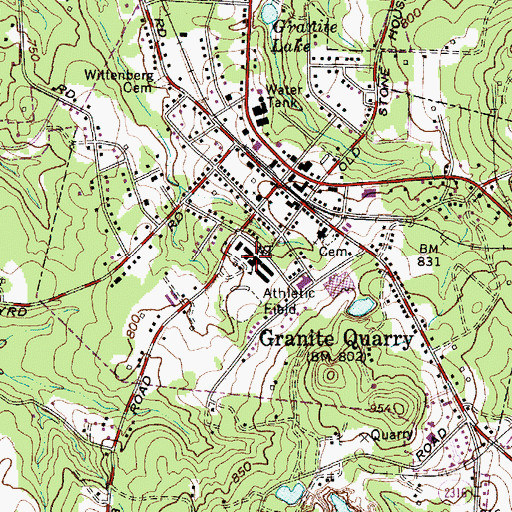 Topographic Map of Granite Quarry Elementary School, NC