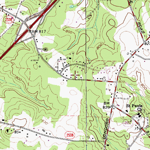 Topographic Map of Orchard Hills, NC