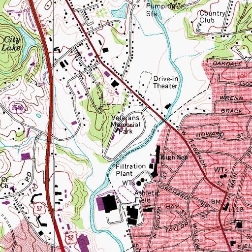 Topographic Map of Veterans Memorial Park, NC
