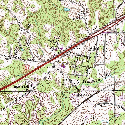 Topographic Map of Pilot Elementary School, NC