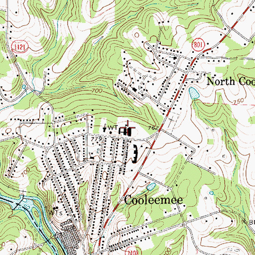 Topographic Map of Cooleemee Elementary School, NC