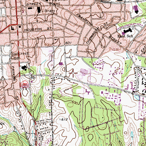 Topographic Map of Monroe Middle School, NC