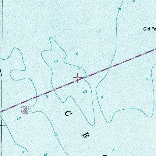 Topographic Map of William B Umstead Memorial Bridge, NC