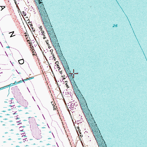 Topographic Map of Outer Banks Pier and Fishing Center, NC