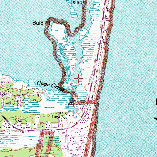 Topographic Map of Chaneandepeco Inlet (historical), NC