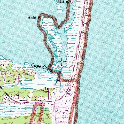 Topographic Map of Chaneandepeco Inlet (historical), NC