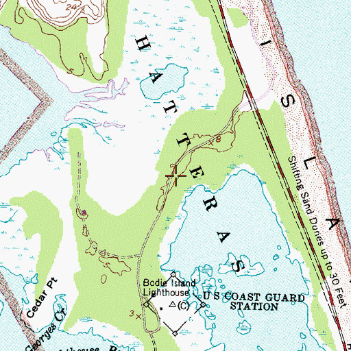Topographic Map of Billys Woods, NC