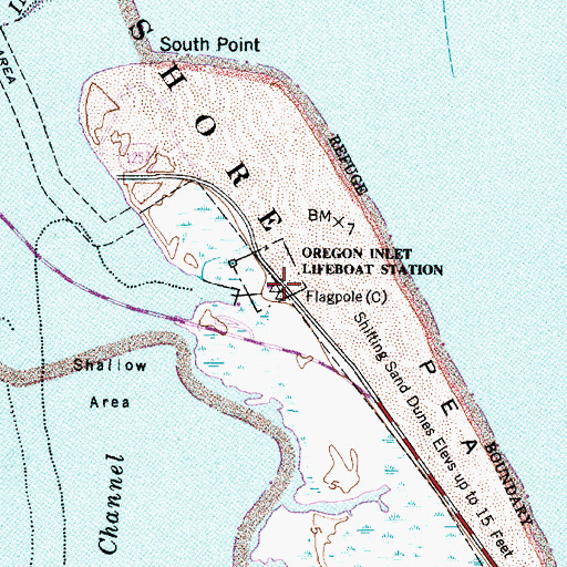 Topographic Map of Oregon Inlet Lifeboat Station, NC