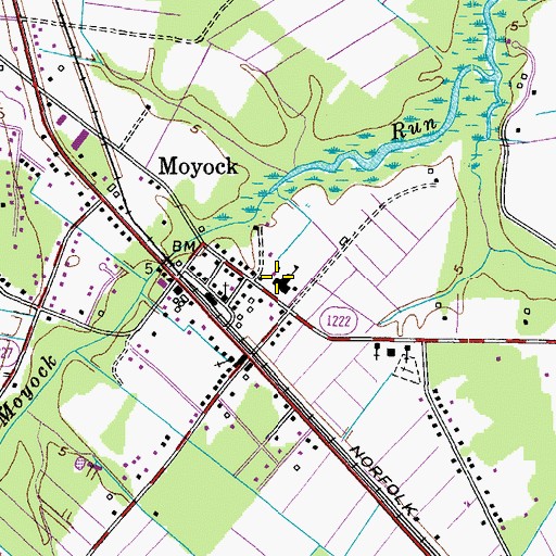 Topographic Map of Moyock Elementary School, NC
