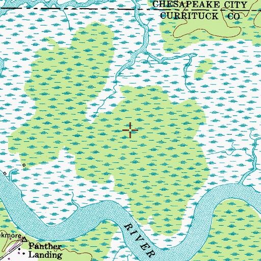 Topographic Map of Northwest River Marsh Wildlife Area, NC