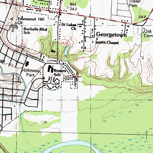 Topographic Map of Kinfield Village, NC
