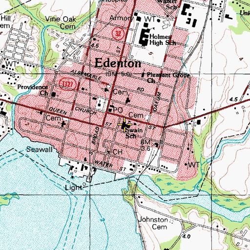 Topographic Map of Swain School, NC