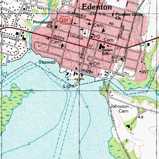 Topographic Map of Mackey Ferry (historical), NC