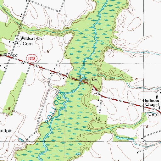Topographic Map of Wildcat Bridge, NC