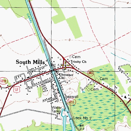 Topographic Map of Trinity Church, NC