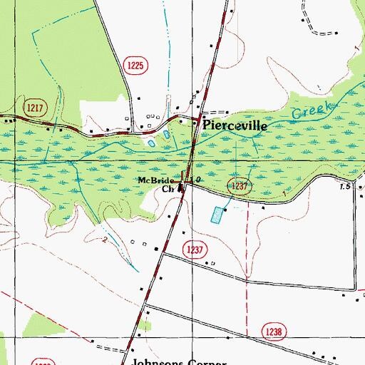 Topographic Map of McBride Church, NC